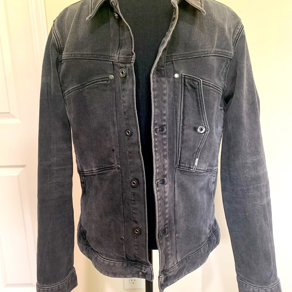 Mens denim G-Star Raw jacket - black washed